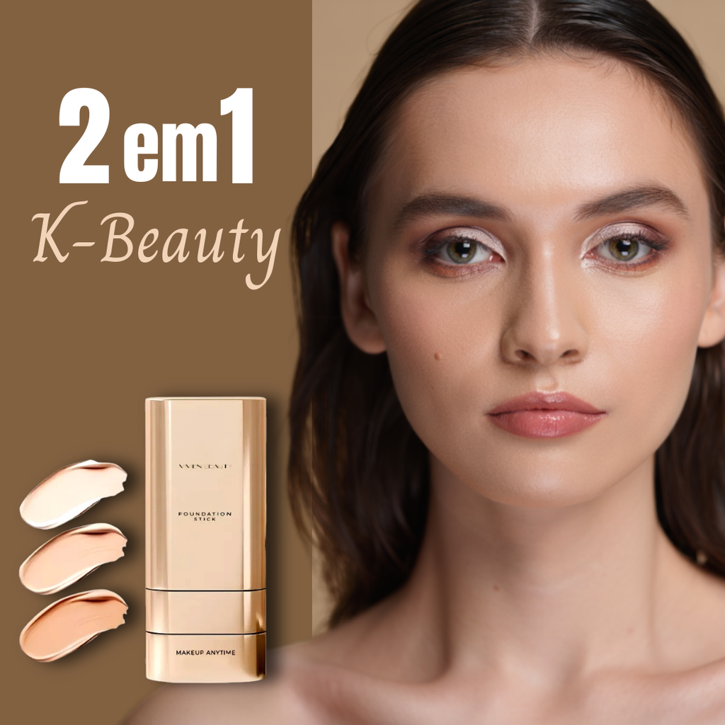 Corretivo Base K-Beauty Coreana 2 em 1 - Cobertura 100% Perfeita e Natural