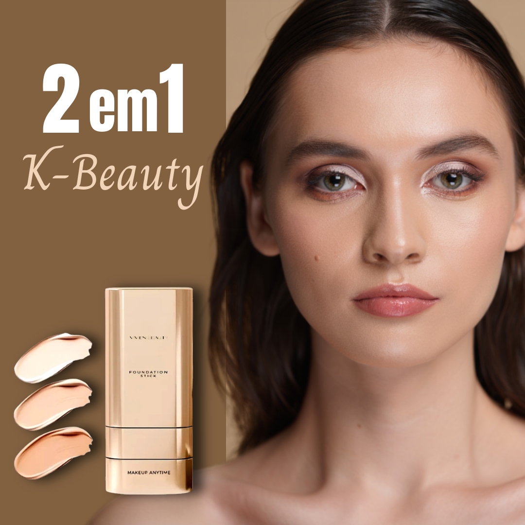 Corretivo Base K-Beauty Coreana 2 em 1 - Cobertura 100% Perfeita e Natural