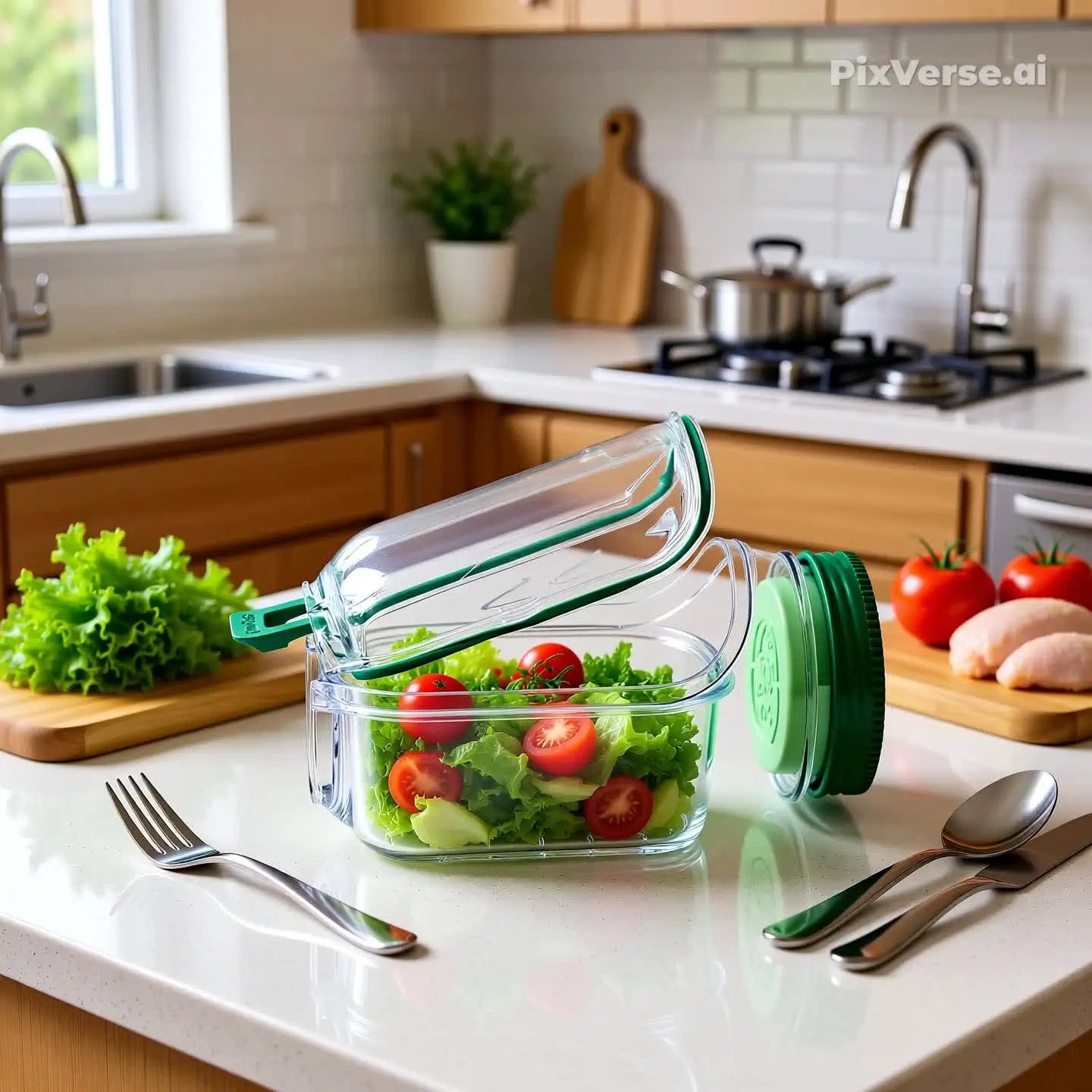 Saladeira Portátil Hermética  Multifuncional – Compartimentos para Molho, Vedação Antivazamento, Livre de BPA